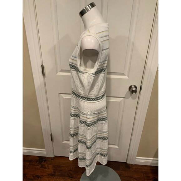 Carolina Herrera White Striped Knit Sleeveless Dress, Size Large - Picture 5 of 7